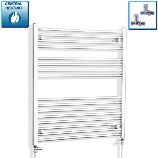 With Straight Valve 900mm Wide 900mm High Flat Chrome Heated Towel Rail Radiator