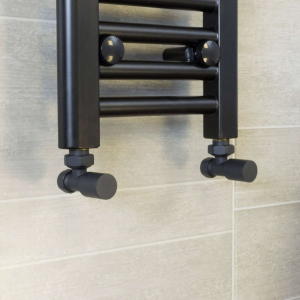 Angled Anthracite Towel Rail Radiator Valve in Pair