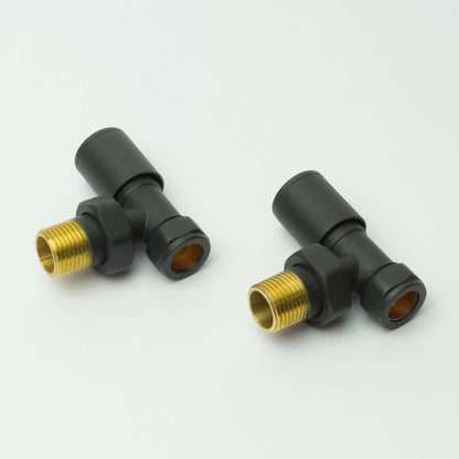 Angled Anthracite Towel Rail Radiator Valve in Pair