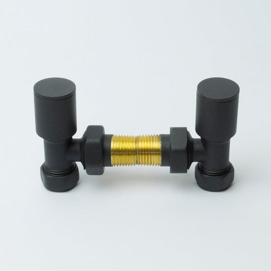 Angled Anthracite Towel Rail Radiator Valve in Pair