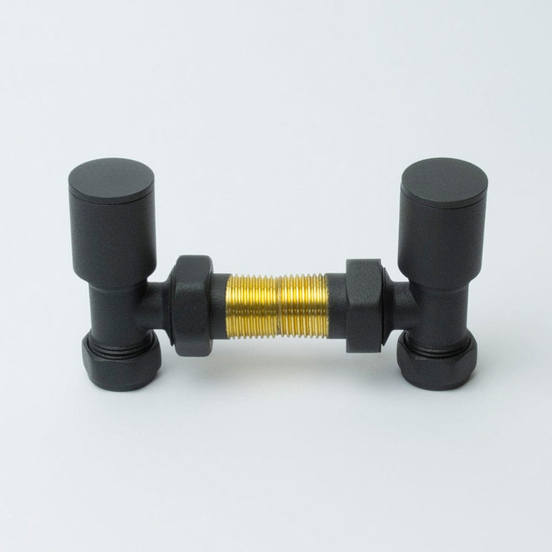 Angled Anthracite Towel Rail Radiator Valve in Pair