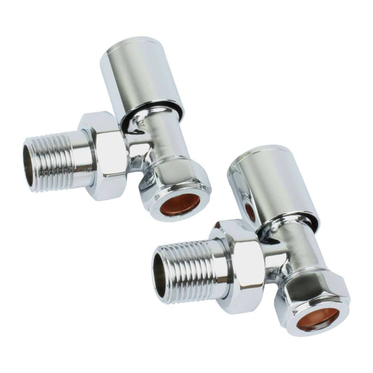 Angled Chrome Towel Rail Radiator Valve in Pair