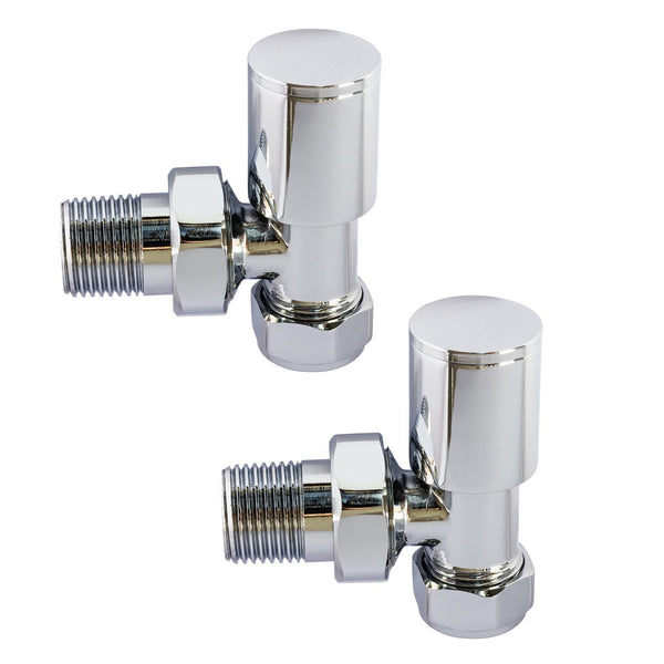 Angled Chrome Towel Rail Radiator Valve in Pair