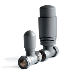 Anthracite TRV Straight Valve For Heated Towel Radiator With Lockshield