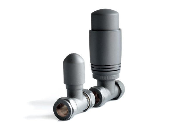 Anthracite TRV Straight Valve For Heated Towel Radiator With Lockshield