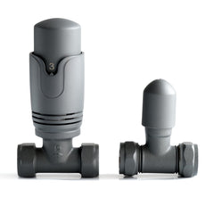 Anthracite TRV Straight Valve For Heated Towel Radiator With Lockshield