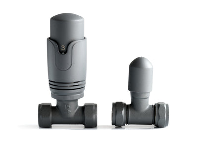 Anthracite TRV Straight Valve For Heated Towel Radiator With Lockshield