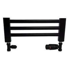 Black TRV Straight Valve For Heated Towel Radiator With Lockshield