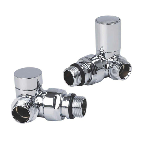 Chrome Corner Valve For Heated Towel Rail Radiator (Pair)