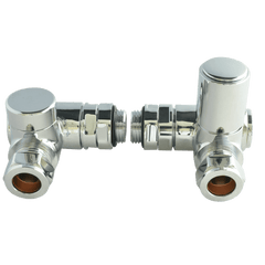 Chrome Dual Fuel Corner Heated Towel Rail Radiator Valve (Pair)