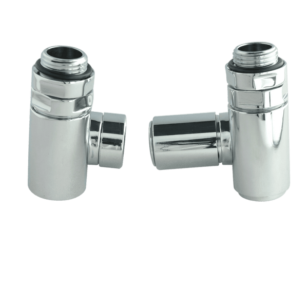 Chrome Dual Fuel Corner Heated Towel Rail Radiator Valve (Pair)