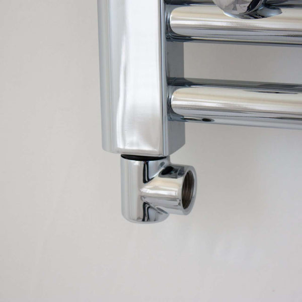 Chrome L-Piece Dual Fuel Adaptor Elbow for Heated Towel Rail Radiators