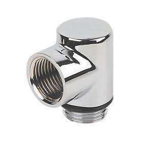 Chrome L-Piece Dual Fuel Adaptor Elbow for Heated Towel Rail Radiators