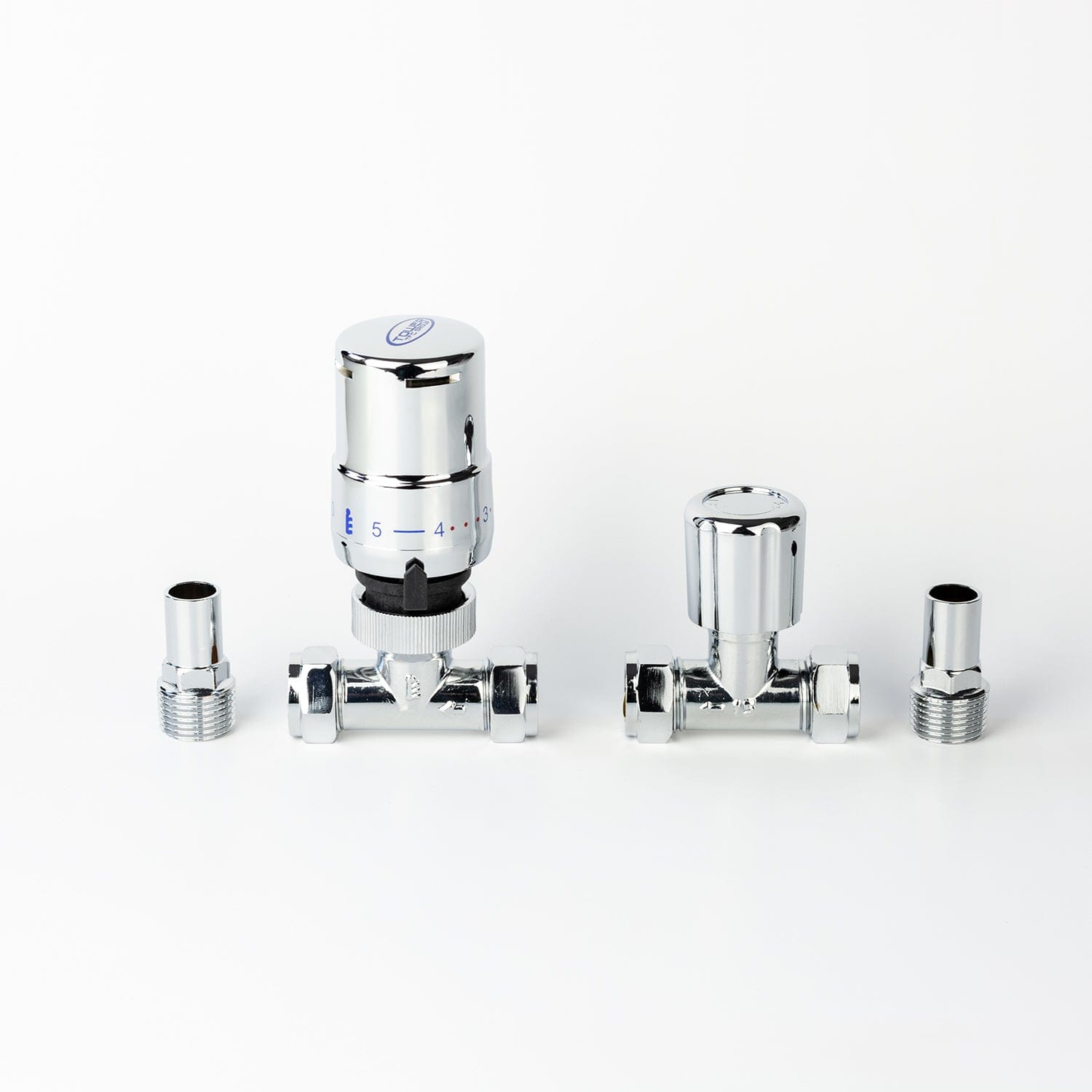 Chrome TRV Straight Valve For Heated Towel Rail Radiator With Lockshield