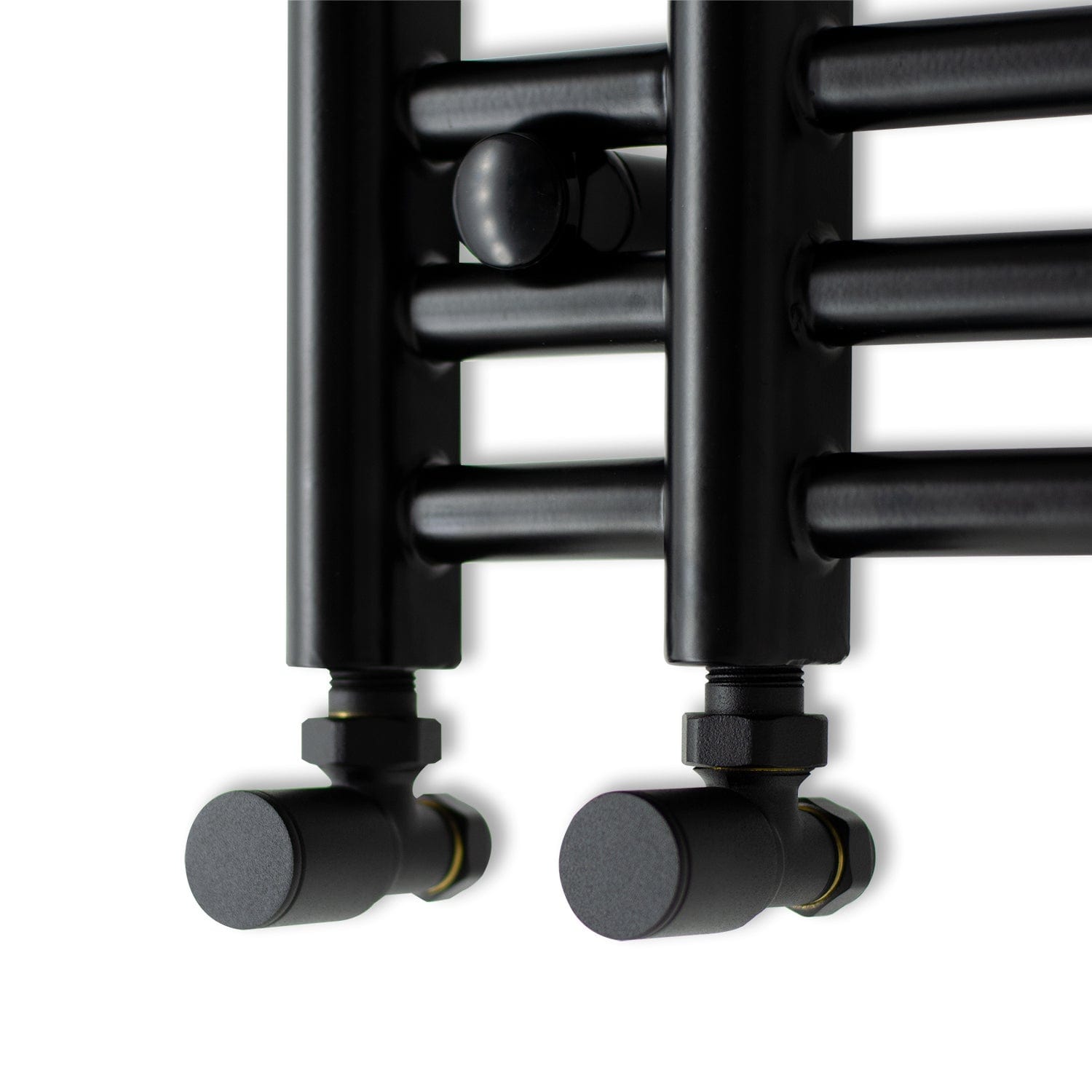 With Angled Valve Difta Towel Rail Radiator Black 500mm Wide 1500mm High Bathroom