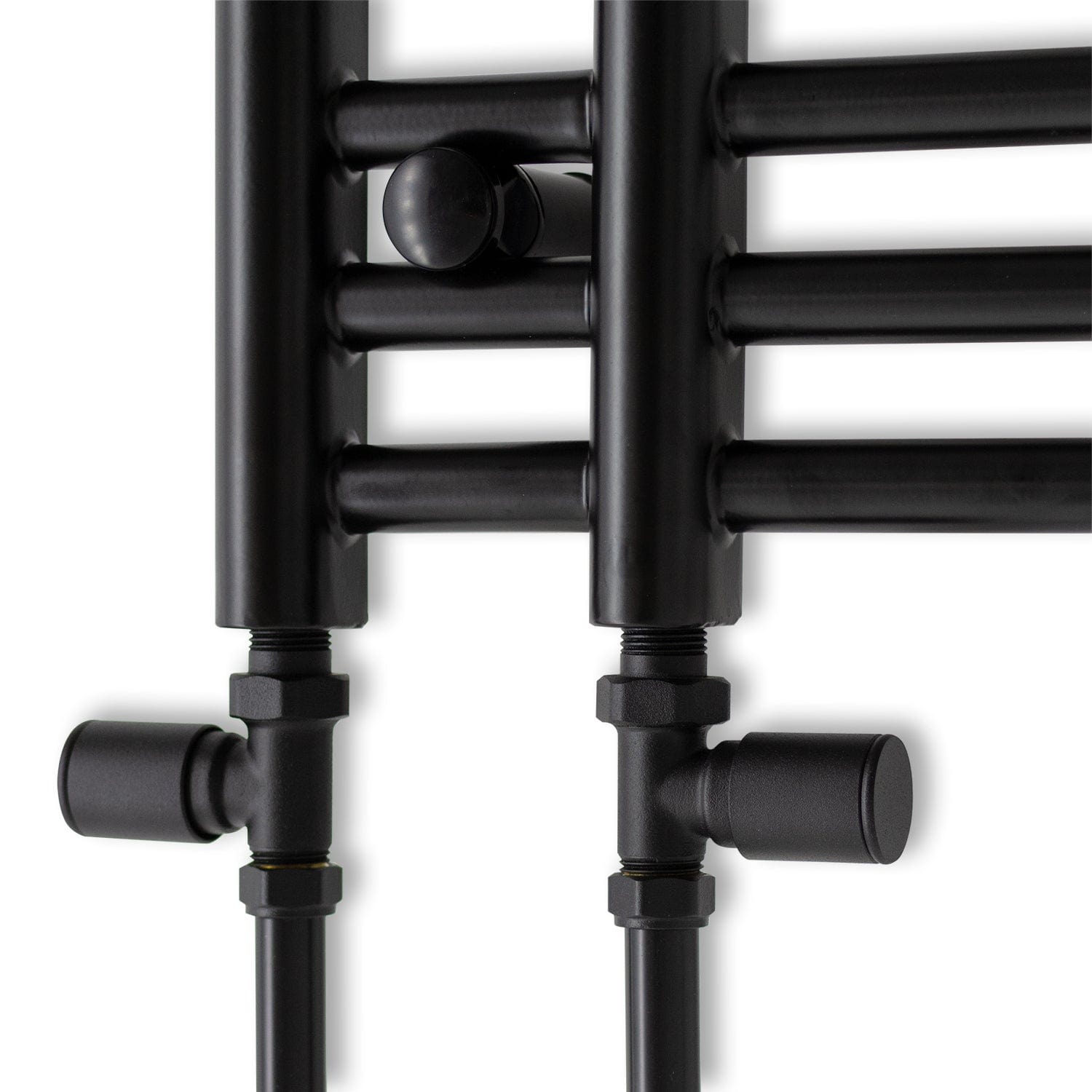 With Straight Valve Difta Towel Rail Radiator Black 500mm Wide 1500mm High Bathroom