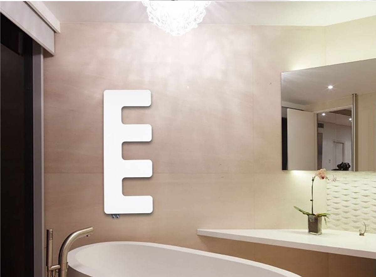 WHITE / 360x866mm E-Type Style White, Black or Red Designer Heated Towel Rail Radiator HTR