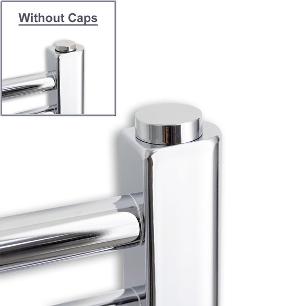 Pair of Chrome Cover Caps for Heated Towel Rail Radiators