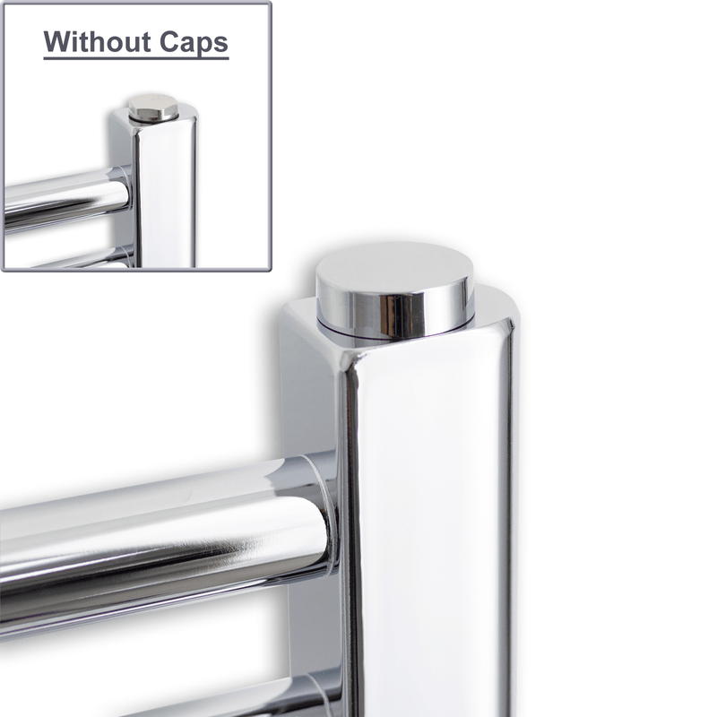 Pair of Chrome Cover Caps for Heated Towel Rail Radiators