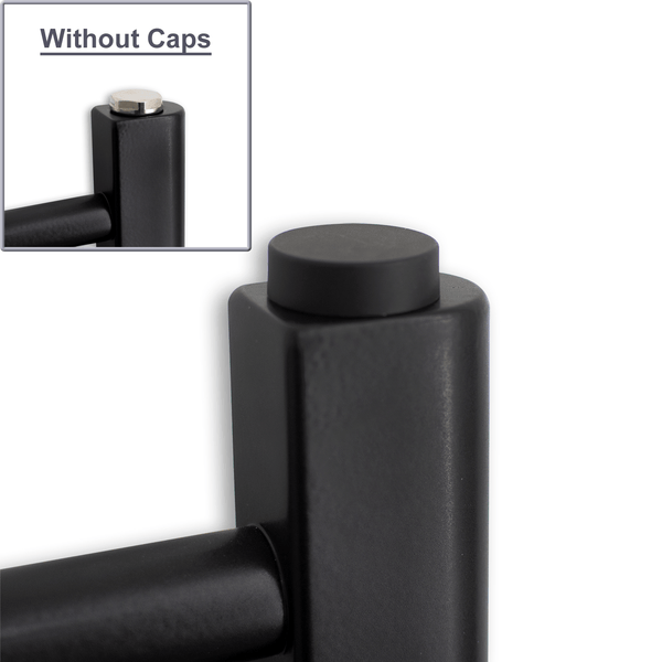 Pair of Matt Black Cover Caps for Heated Towel Rail Radiators