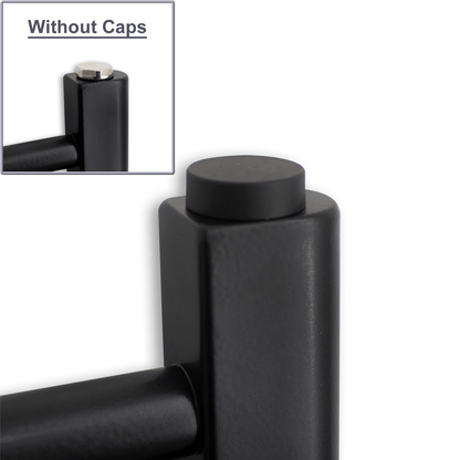 Pair of Matt Black Cover Caps for Heated Towel Rail Radiators