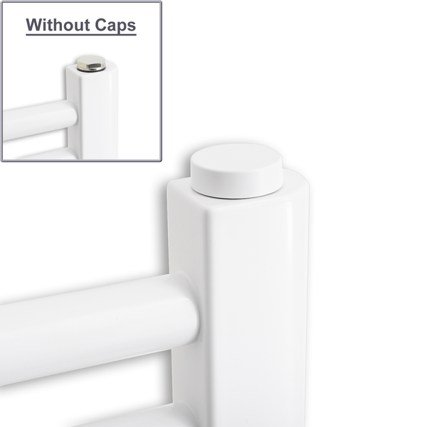 Pair of White Cover Caps for Heated Towel Rail Radiators