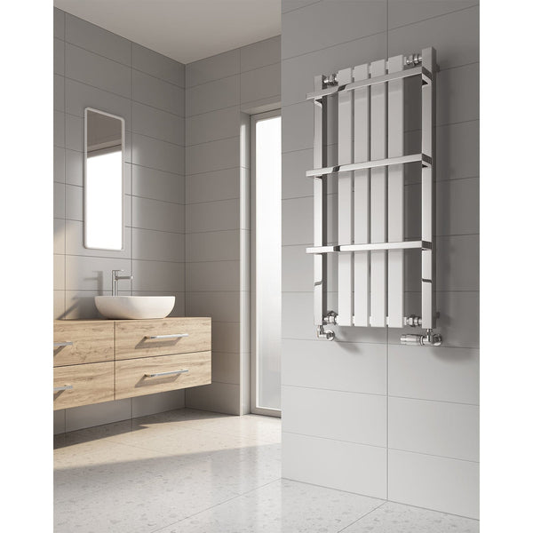 Reina Ashen Designer Vertical Heated Steel Towel Rail Radiator