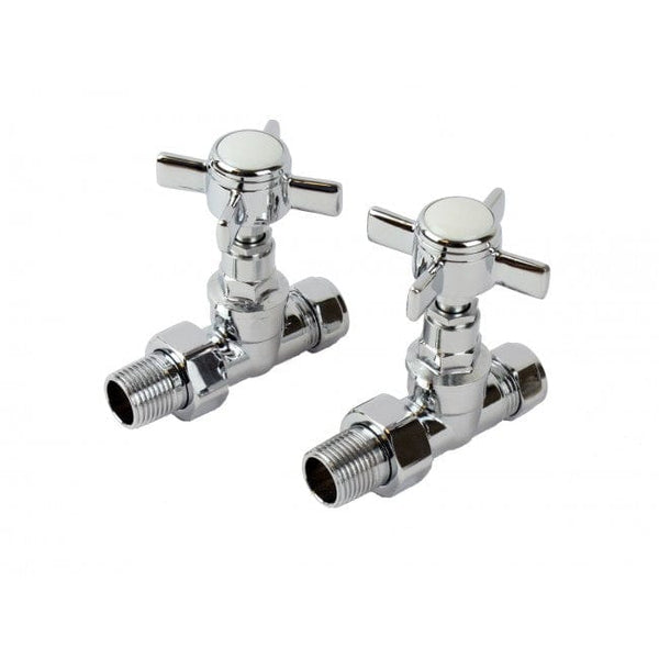 Reina Bronte Straight Chrome Towel Rail Radiator Traditional Valve Pair