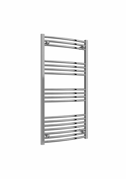 Curved / 1200 x 600 mm Reina Capo Chrome Flat & Curved Towel Rail Radiator