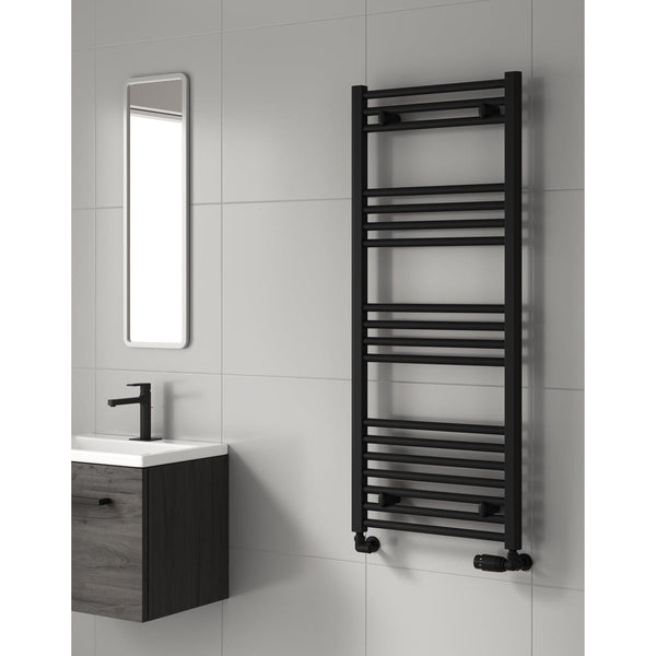 Reina Capo Flat Black Designer Towel Rail Radiator
