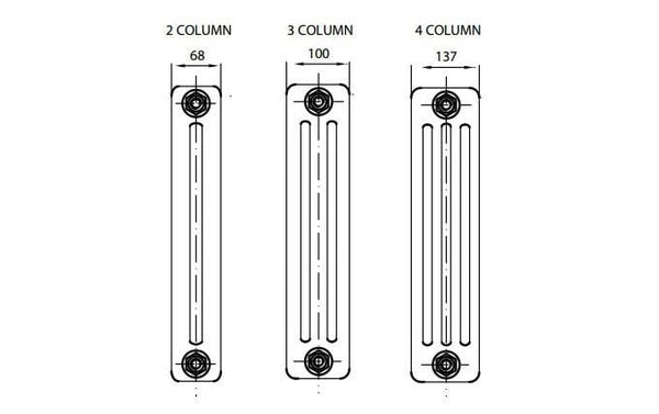 Reina Colona White Traditional Column Horizontal Radiator