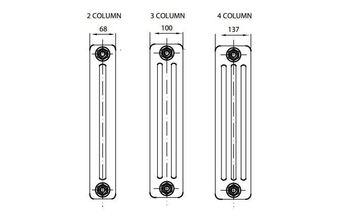 Reina Colona White Traditional Column Horizontal Radiator