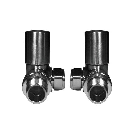 Reina Crova Corner Valve Brushed For Heated Towel Rail Radiator (Pair)