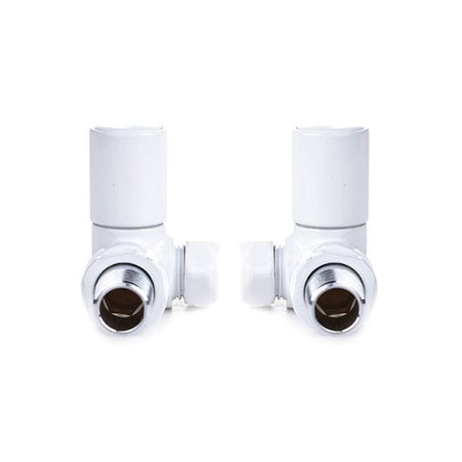 Reina Crova Corner Valve White For Heated Towel Rail Radiator (Pair)