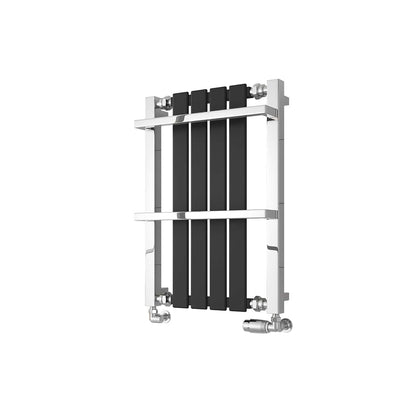 Chrome Black / 700 x 490 mm Reina Designer Ashen Vertical Heated Towel Rail Steel Radiator
