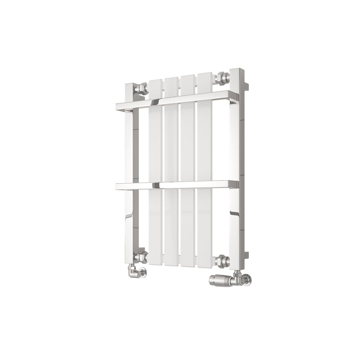 Chrome White / 700 x 490 mm Reina Designer Ashen Vertical Heated Towel Rail Steel Radiator