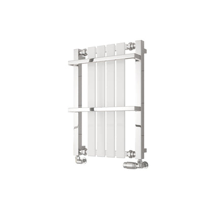 Chrome White / 700 x 490 mm Reina Designer Ashen Vertical Heated Towel Rail Steel Radiator