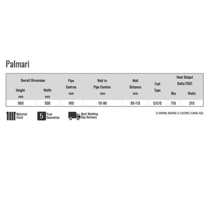Reina Designer Palmari Vertical Chrome Heated Towel Rail Steel Radiator