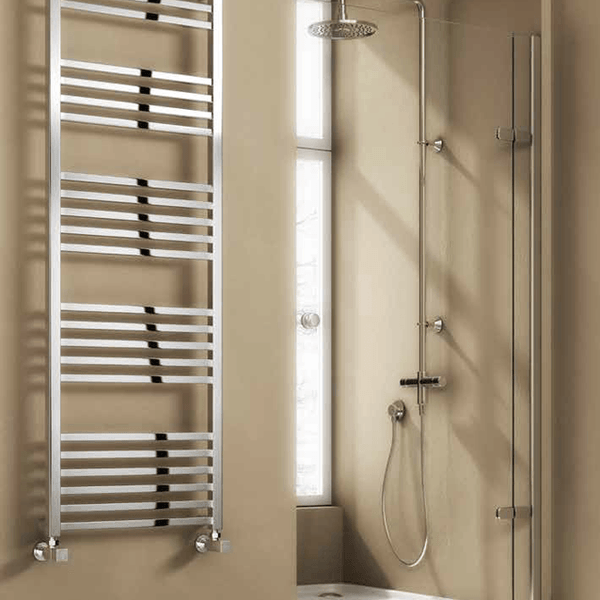 Reina Designer Vasto Vertical Chrome Heated Towel Rail Steel Radiator