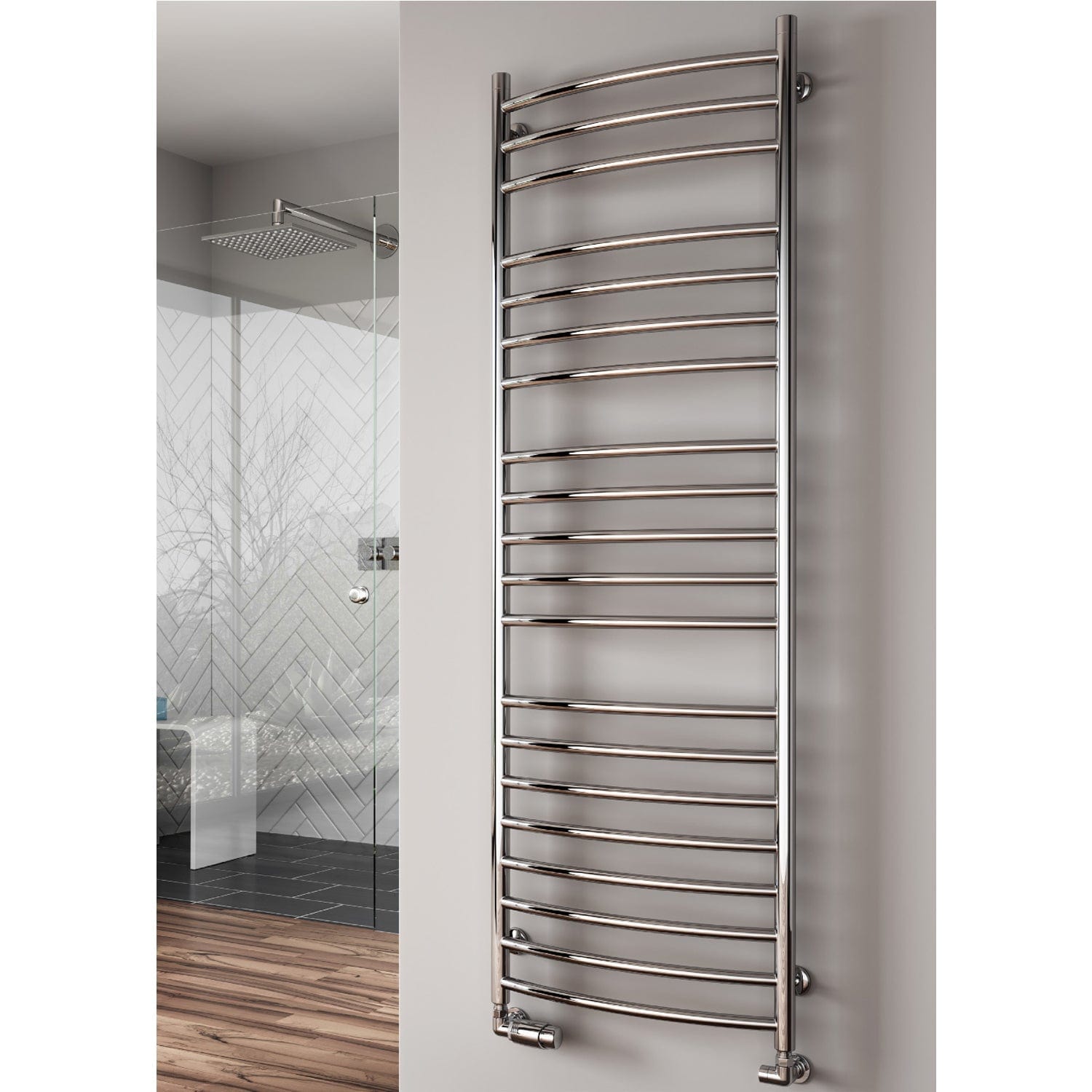 Designer Radiator Curved Reina Eos Curved Stainless Steel Designer Radiator