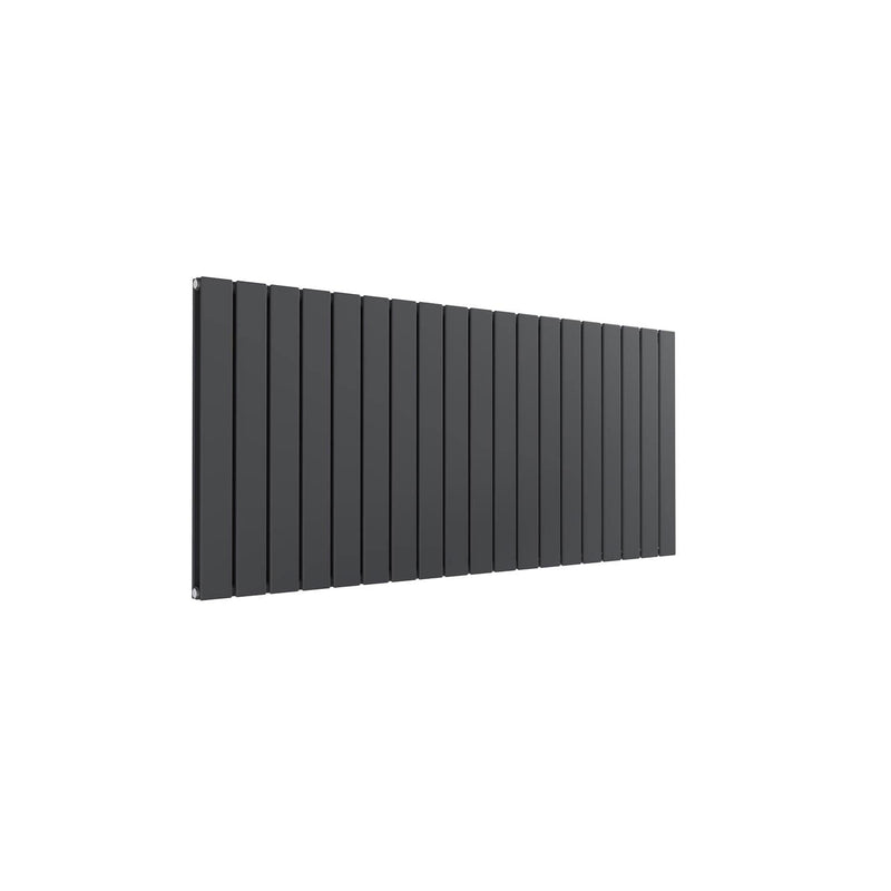 Double / Anthracite / 600 x 1402 mm Reina Flat Horizontal Steel Designer Radiator