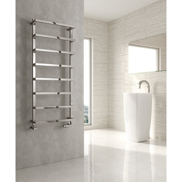 Reina Glora Vertical Designer Chrome Heated Towel Rail Steel Radiator