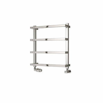 Chrome / 555 x 500 mm Reina Glora Vertical Designer Chrome Heated Towel Rail Steel Radiator