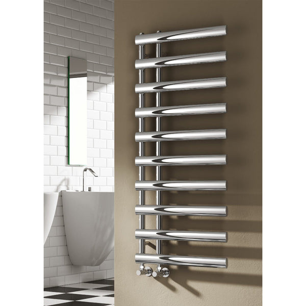 Reina Grace Vertical Chrome Heated Designer Towel Rail Steel Radiator