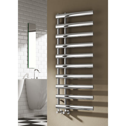 Reina Grace Vertical Chrome Heated Designer Towel Rail Steel Radiator