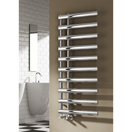 Reina Grace Vertical Chrome Heated Designer Towel Rail Steel Radiator