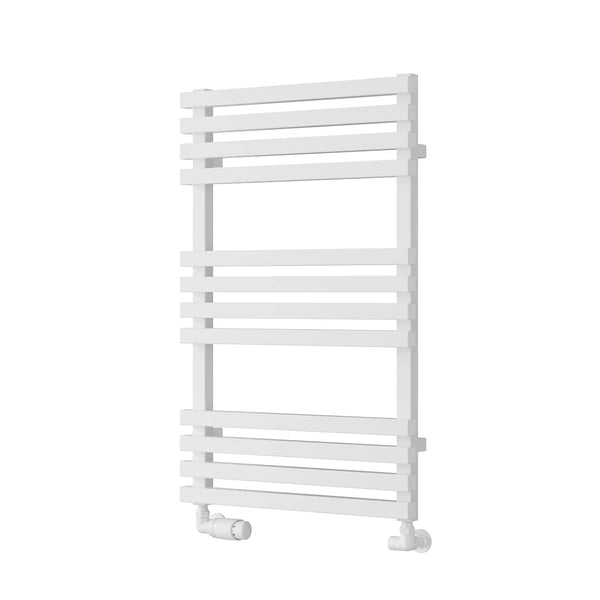 White / 816 x 500 mm Reina Kale Designer Vertical Heated Steel Towel Radiator