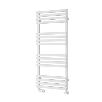 White / 1126 x 500 mm Reina Kale Designer Vertical Heated Steel Towel Radiator