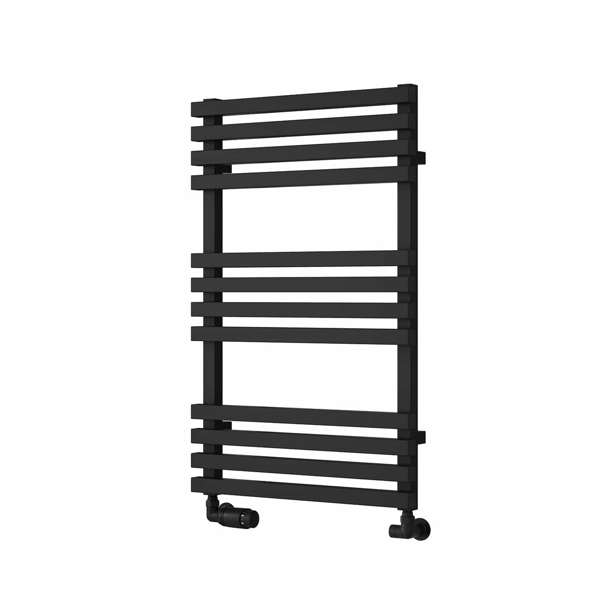 Black / 816 x 500 mm Reina Kale Designer Vertical Heated Steel Towel Radiator