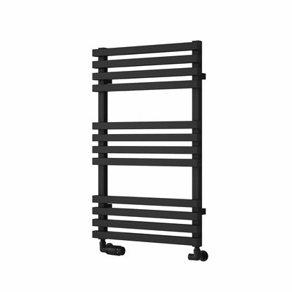 Black / 816 x 500 mm Reina Kale Designer Vertical Heated Steel Towel Radiator